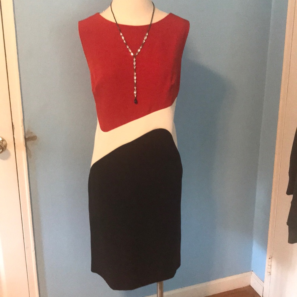 Black, Red, White Midi Women Dress.